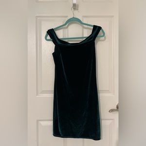 Urban Outfitters off the shoulder emerald dress